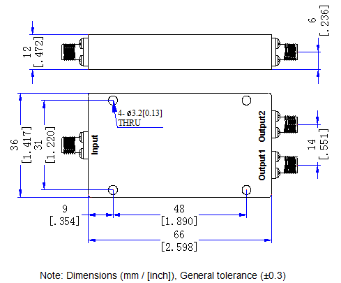 400MHz-6GHz 超寬帶5G通信兩路功分器